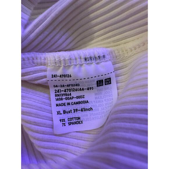 UNIQLO Ribbed Mock Neck Long Sleeve Top Ivory White Stretch Basic Women’s XL - Picture 6 of 6